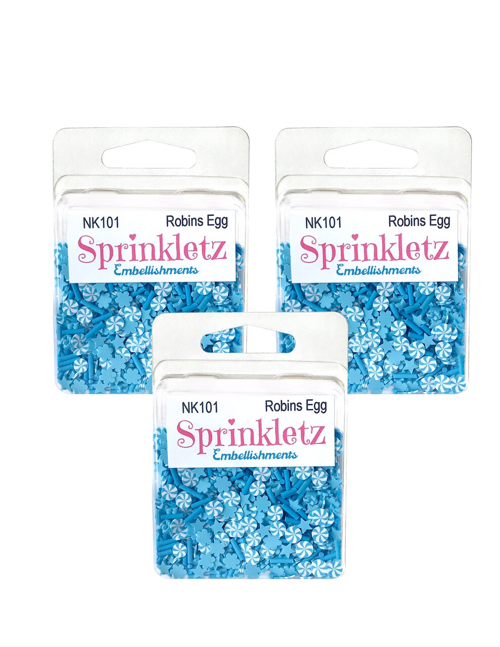 Buttons Galore Sprinkletz Embellishments for Crafts, Tiny Polymer Clay Shapes & Unique Designs - Robins Egg - 3 Pack